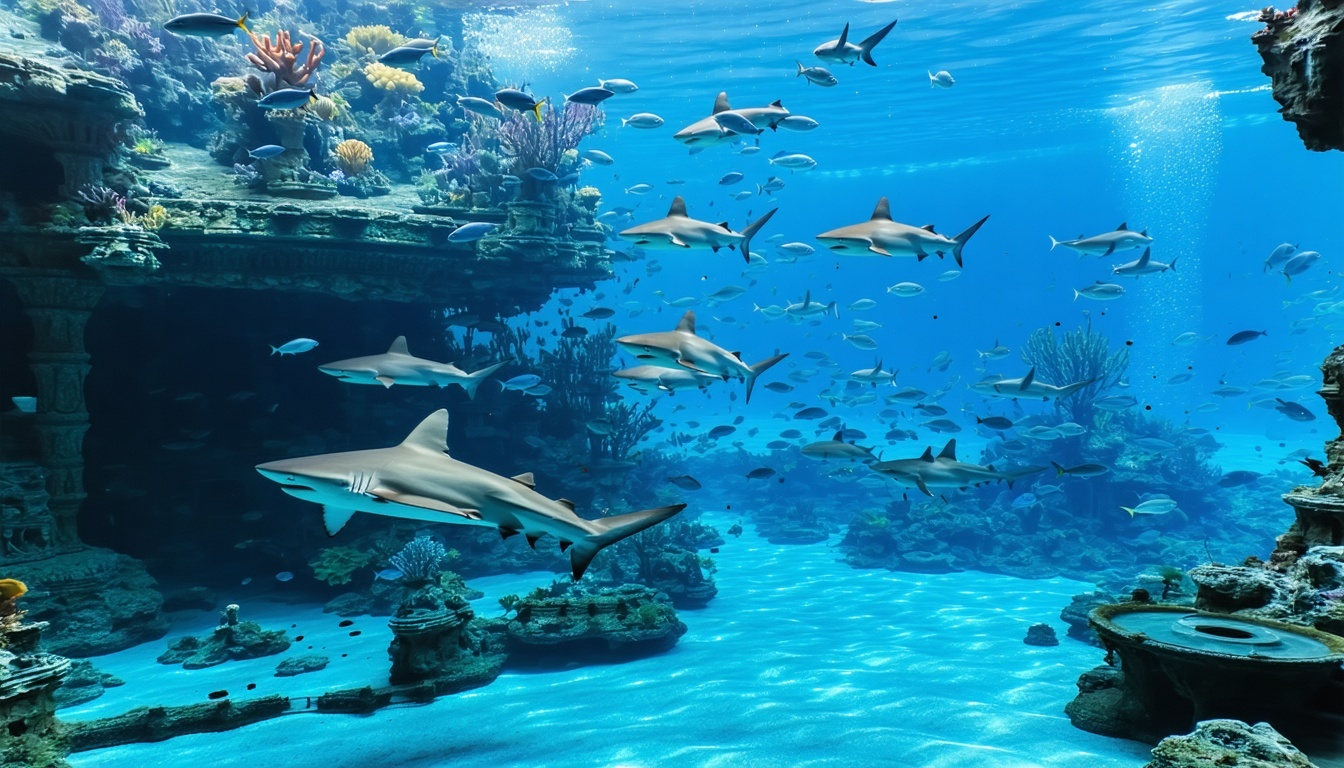 Shark-filled lagoon at Aquaventure marine encounter