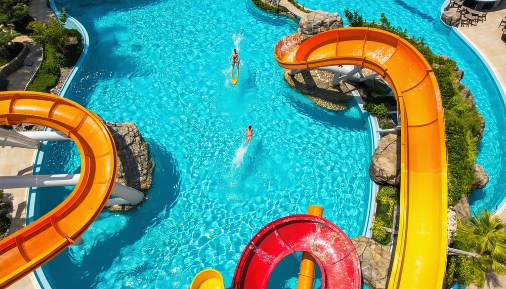 Aquaventure World Dubai waterpark aerial view Aquaventure World Dubai waterpark aerial view