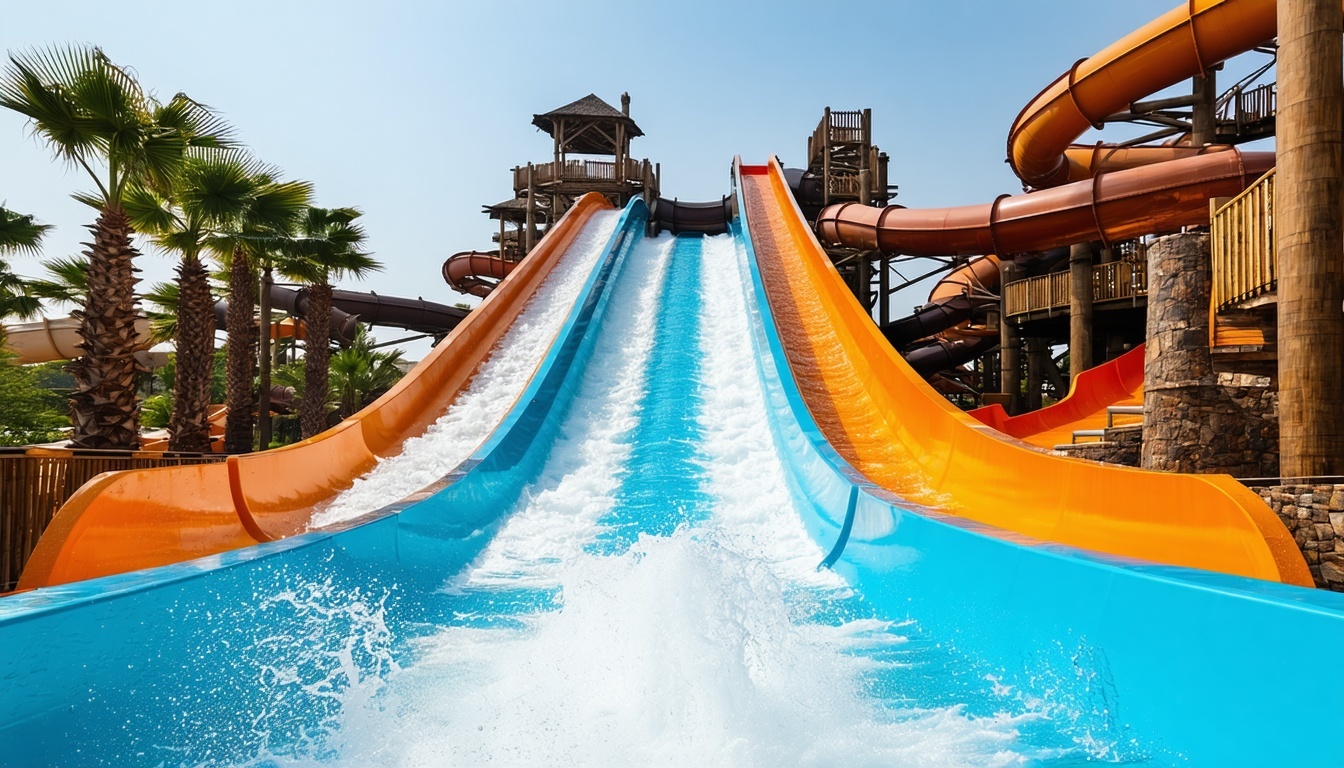 Iconic water slides at Aquaventure World Dubai